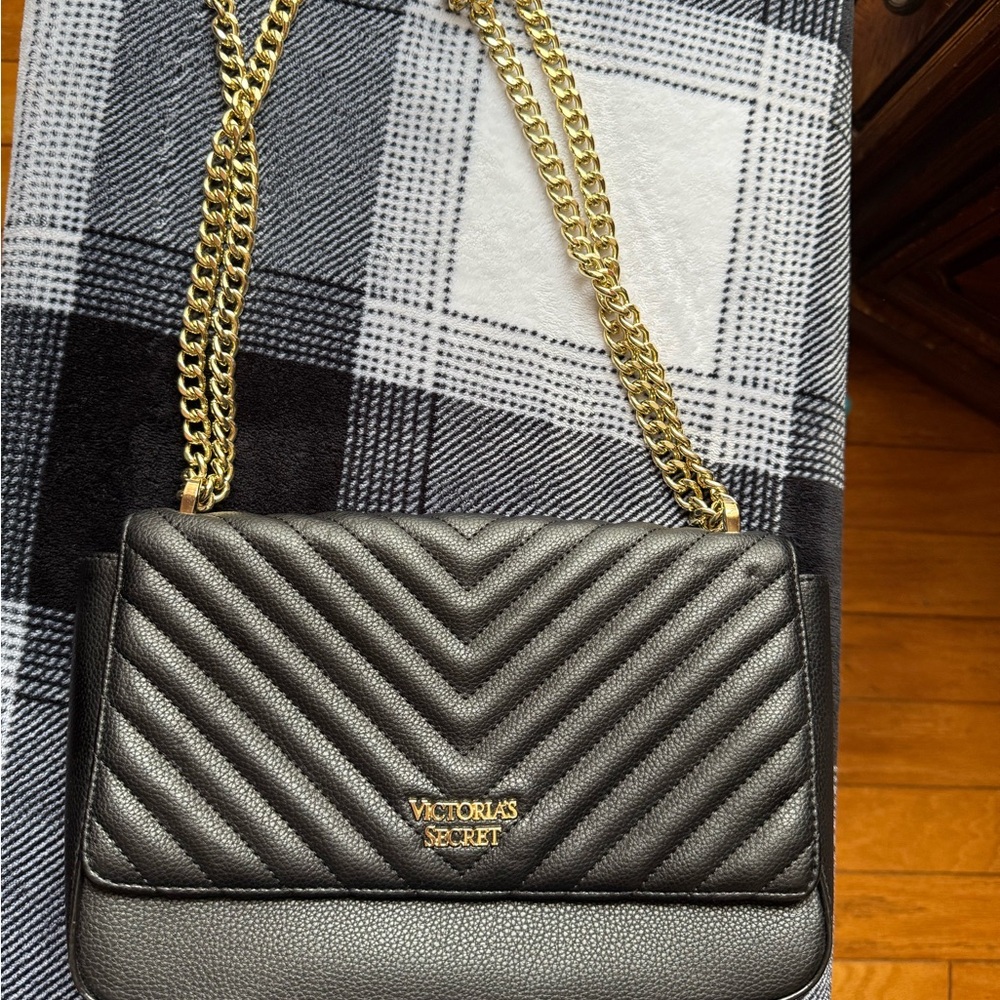 Victoria's Secret Black and Gold Crossbody Bag
